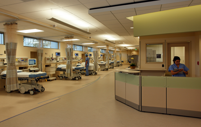 View of Nurse Station and Patient Bed Bays