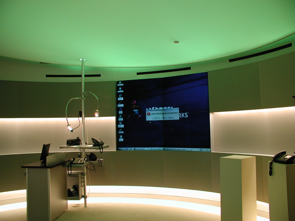 Product Display Demo Room with Green Ceiling on Programmed LED Lighting Loop